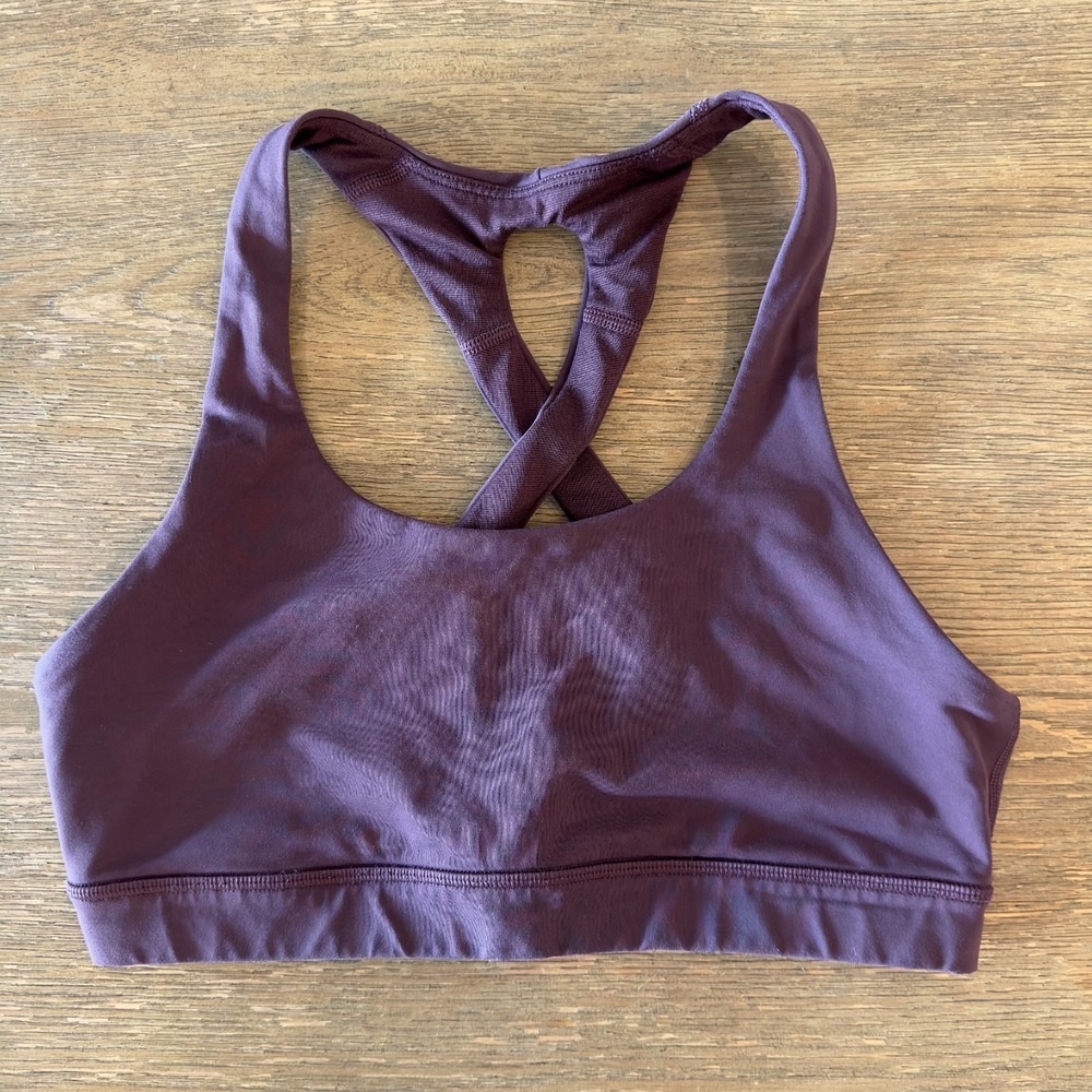 🌸Lululemon Time To Sweat Bra-Dark Court Purple-Sz 8-Workout Gym Crop Twist Top